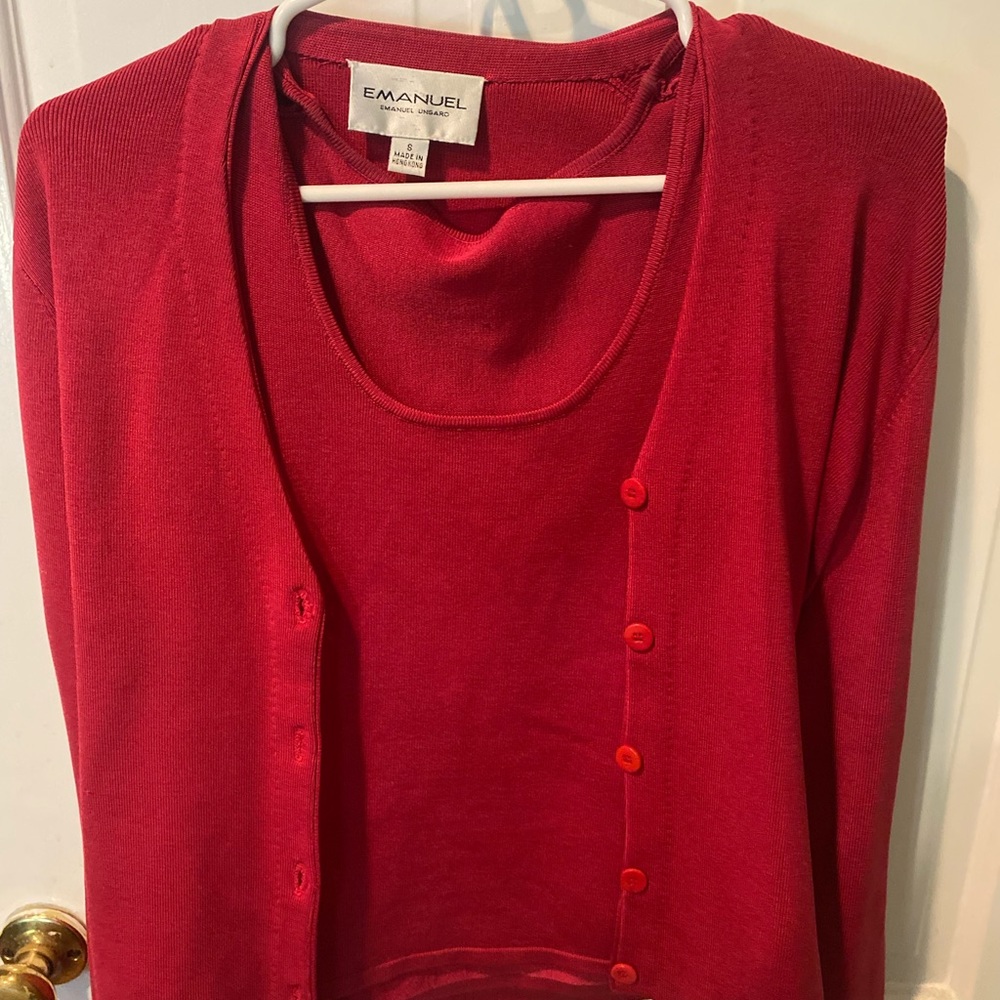Emmanuel Ungaro Red Cardigan and Matching Tank set